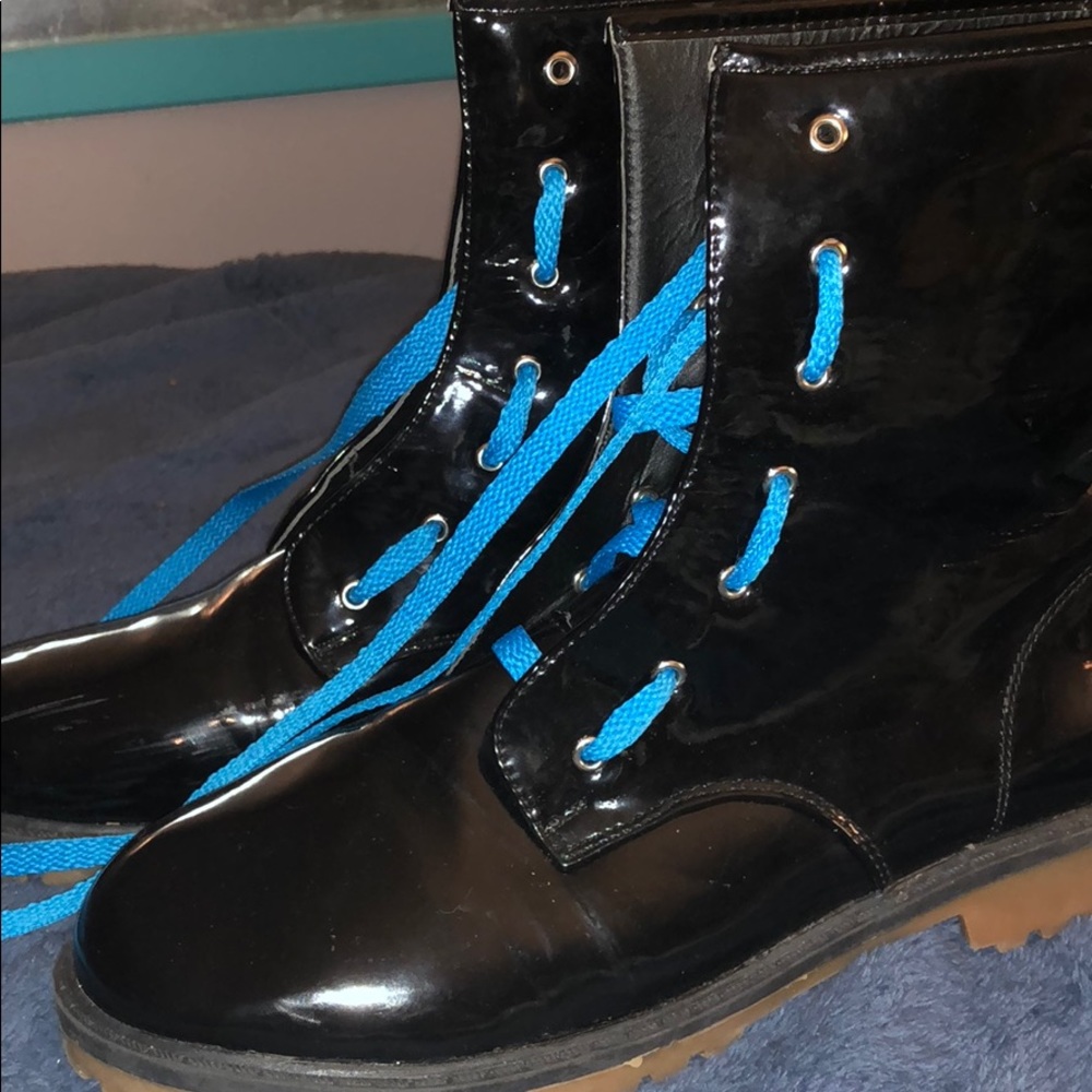 black pink label combat boots